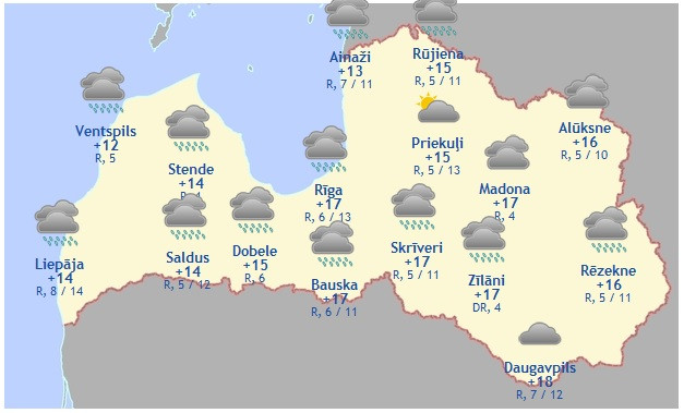 Laika prognoze šodienai - 31. maijam