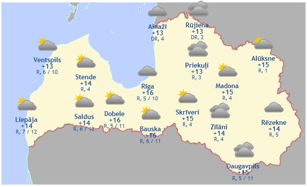 Laika prognoze šodienai - 5. jūnijam