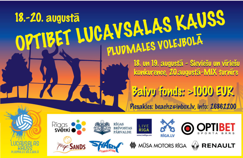 Optibet Lucavsalas kauss pludmales volejbolā no 18. līdz 20.augustam