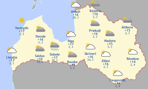 Laika prognoze šodienai - 28. augustam