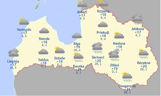 Laika prognoze šodienai - 1. septembrim