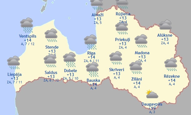 Laika prognoze šodienai - 2. septembrim