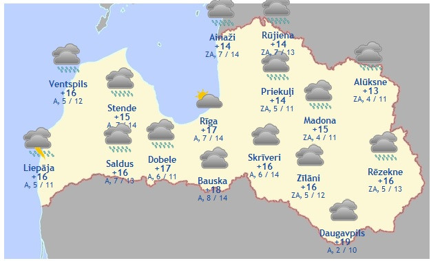 Laika prognoze šodienai - 4. septembrim