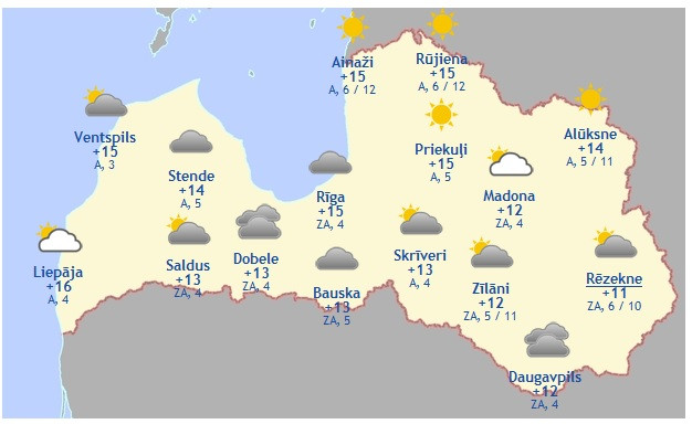 Laika prognoze šodienai - 5. septembrim