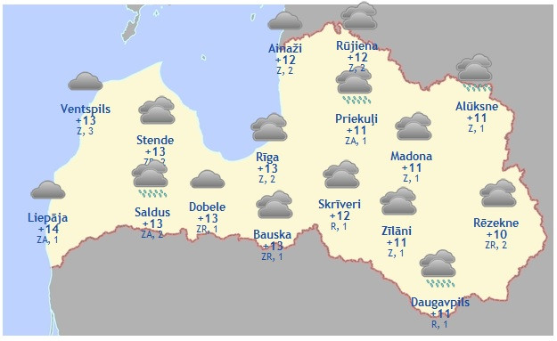 Laika prognoze šodienai - 7. septembrim