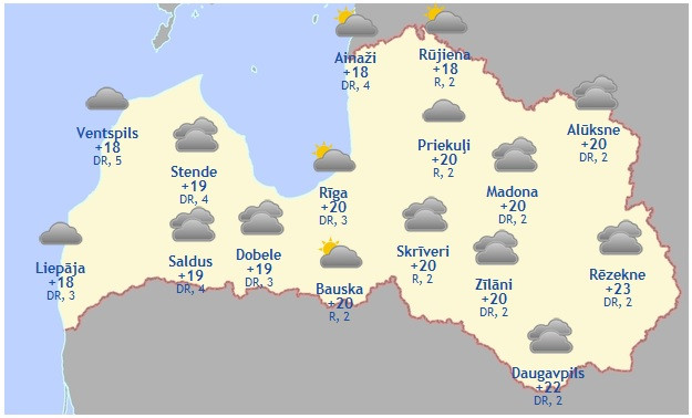 Laika prognoze šodienai - 12. septembrim