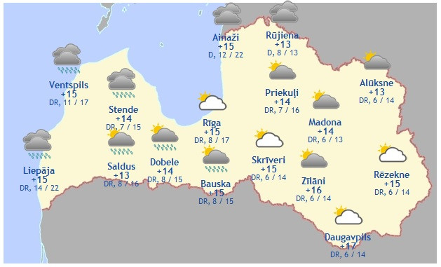 Laika prognoze šodienai - 14. septembrim