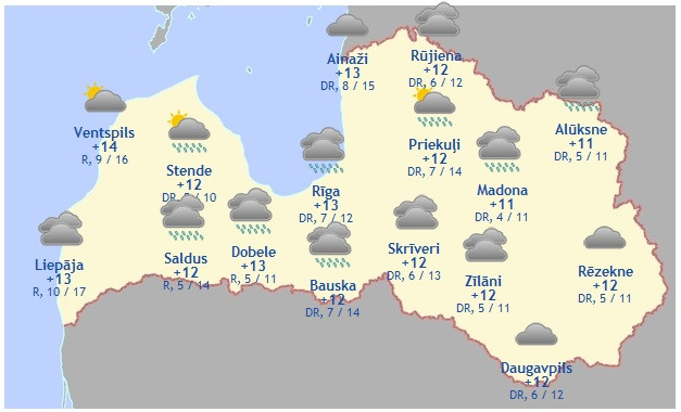 Laika prognoze šodienai - 4. oktobrim