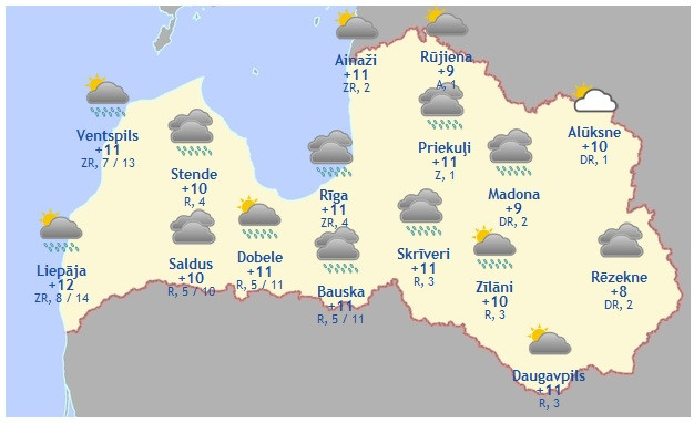 Laika prognoze šodienai - 6. oktobrim