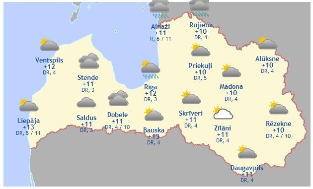 Laika prognoze šodienai - 7. oktobrim