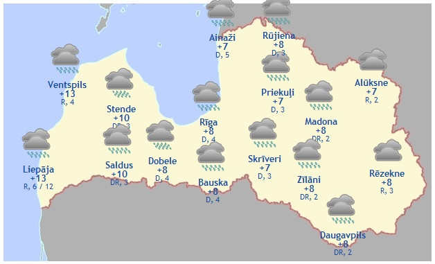 Laika prognoze šodienai - 14. oktobrim