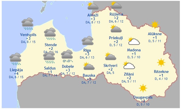 Laika prognoze šodienai - 25. oktobrim