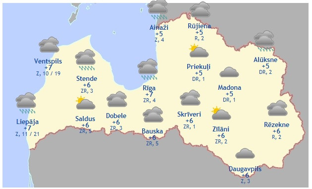 Laika prognoze šodienai - 29. oktobrim