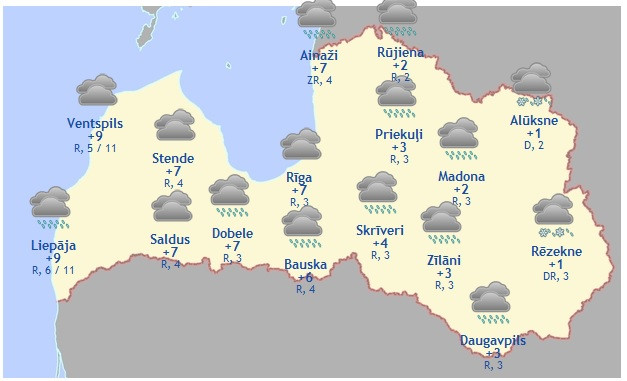 Laika prognoze šodienai - 1. novembrim