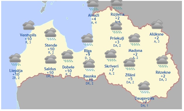 Laika prognoze šodienai - 2. novembrim