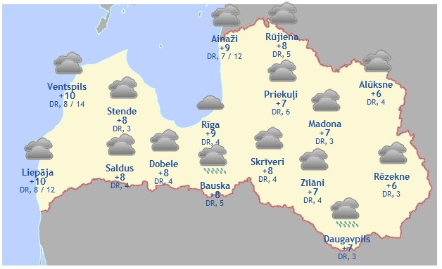 Laika prognoze šodienai - 4. novembrim