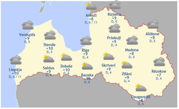 Laika prognoze šodienai - 5. novembrim