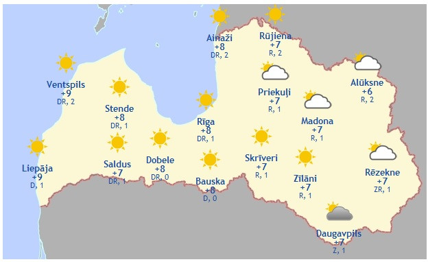 Laika prognoze šodienai - 7. novembrim