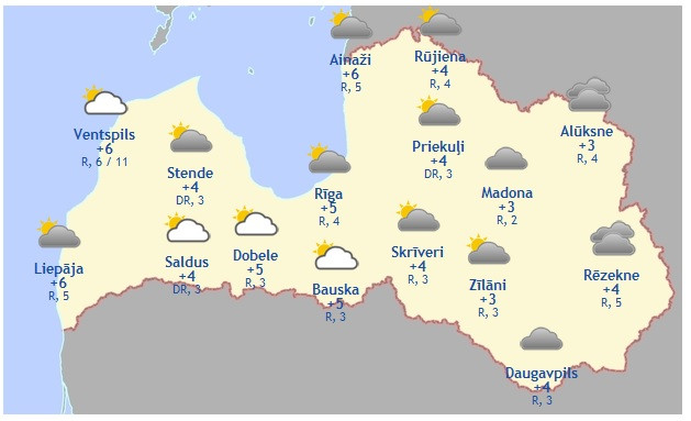 Laika prognoze šodienai - 26. novembrim