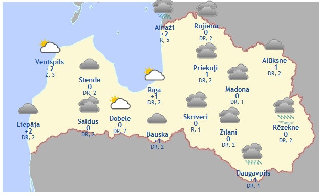 Laika prognoze šodienai - 17. decembrim