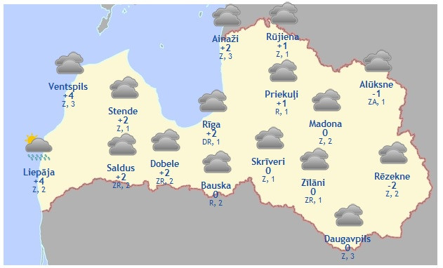 Laika prognoze šodienai - 19. decembrim