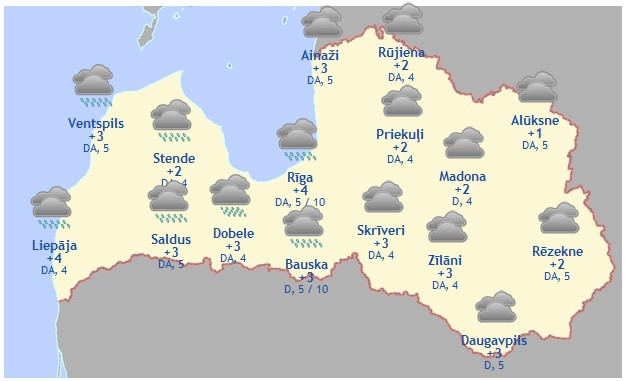 Laika prognoze šodienai, 4. janvārim