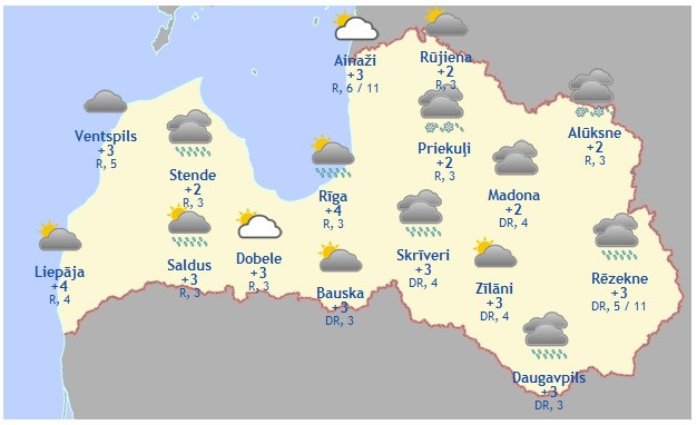 Laika prognoze šodienai, 6. janvārim