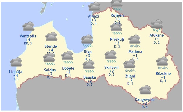 Laika prognoze šodienai, 26. janvārim