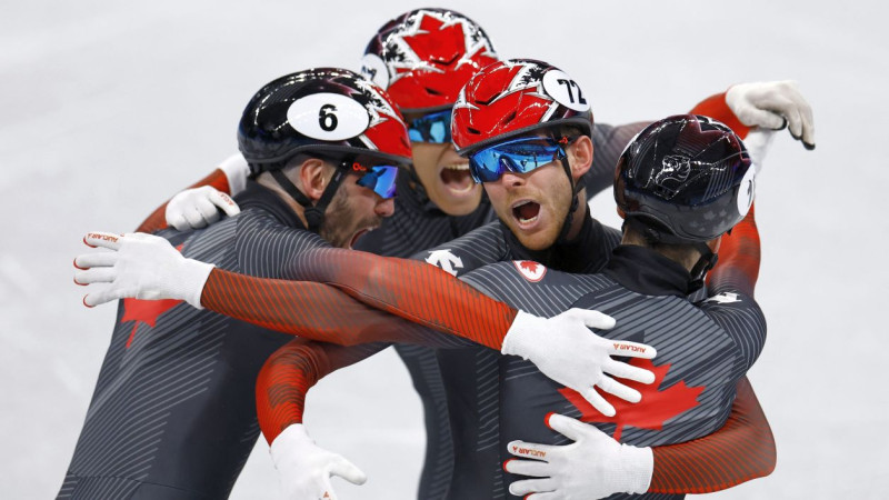 Kanādas šorttrekisti ceturto reizi vēsturē triumfē olimpiskajā 5000 metru stafetē
