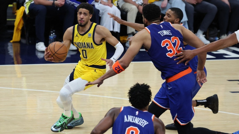 Halibērtonam triple-double, ''Pacers'' mājās nonāk soļa attālumā no NBA fināla