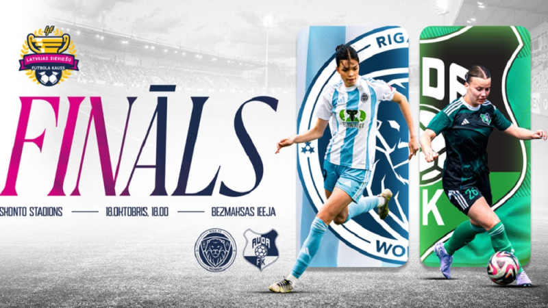 Šodien Latvijas kausa finālā futbolā sievietēm "Riga FC Women" pret FK "Auda"