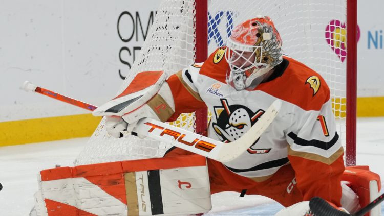 Anaheimas "Ducks" čehu vārtsargs Dostāls atzīts par NHL nedēļas spožāko zvaigzni